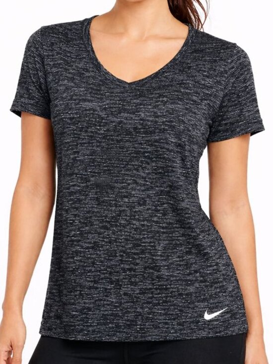 Nike Tops - Nike Dri-FIT Tech Tee Heathered Black Gray Scoop Neck XS